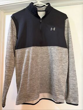 Under Armour Black and Gray Quarter-Zip Pullover Sweater